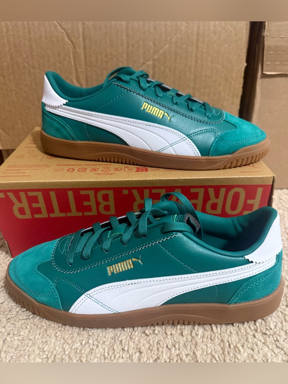 PUMA Club 5V5 Lux Mens Green Sneakers Casual Shoes 39744907 New Sz 10, 10.5, 11